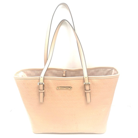 Michael Kors Jet Set Oyster Sm Carryall Tote W/ Allover Embossed 'MK' Signature - Picture 2 of 16